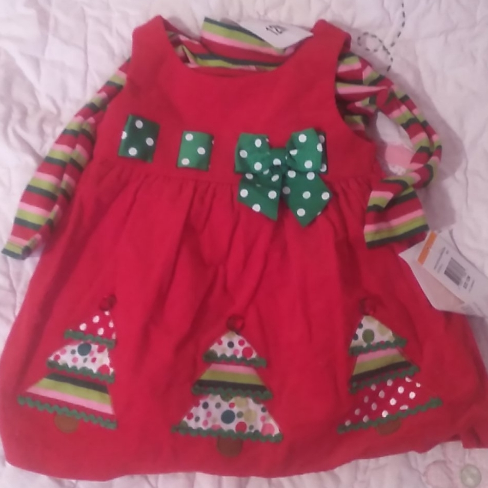 12 Month Bonnie Baby Christmas Dress nwt